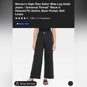 Universal Thread Wide Leg High-Rise Ankle Jeans - Black - only worn once